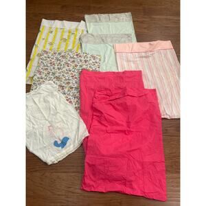 Lot of 8 Vintage Pillowcases Floral Stripes Made in USA-As Is-2 Sets 4 Singles